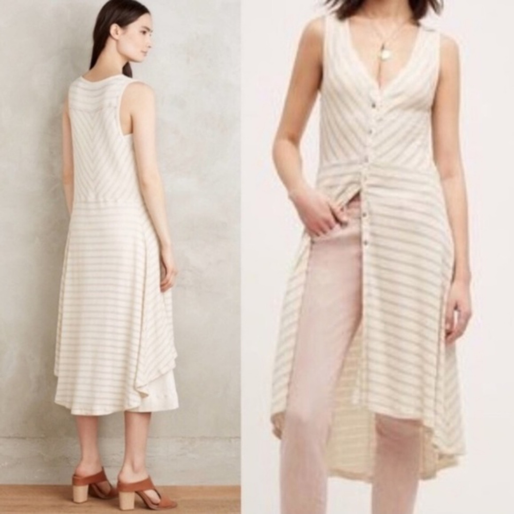 ANTHROPOLOGIE Sandstripe Vest*Dress XS NWT